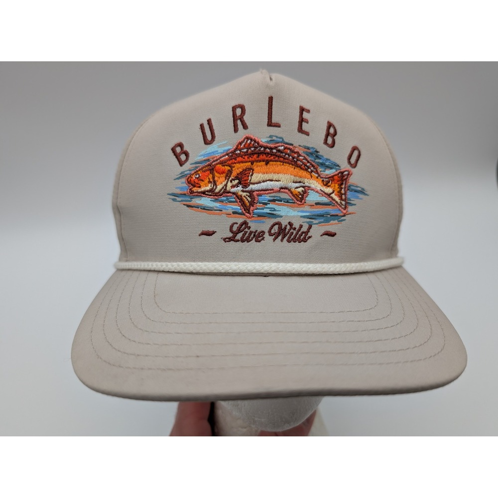 Burlebo Live Wild Redfish Performance Rope Hat Tan Snapback Cap Mens